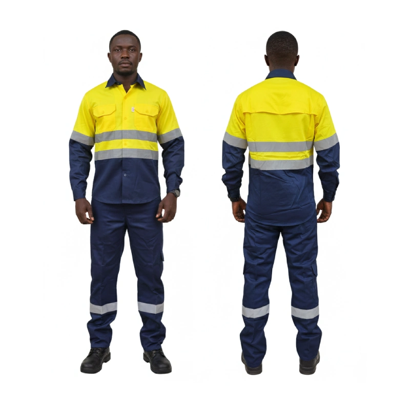 Yellow Navy Shirts+Multi Pocket Trouser